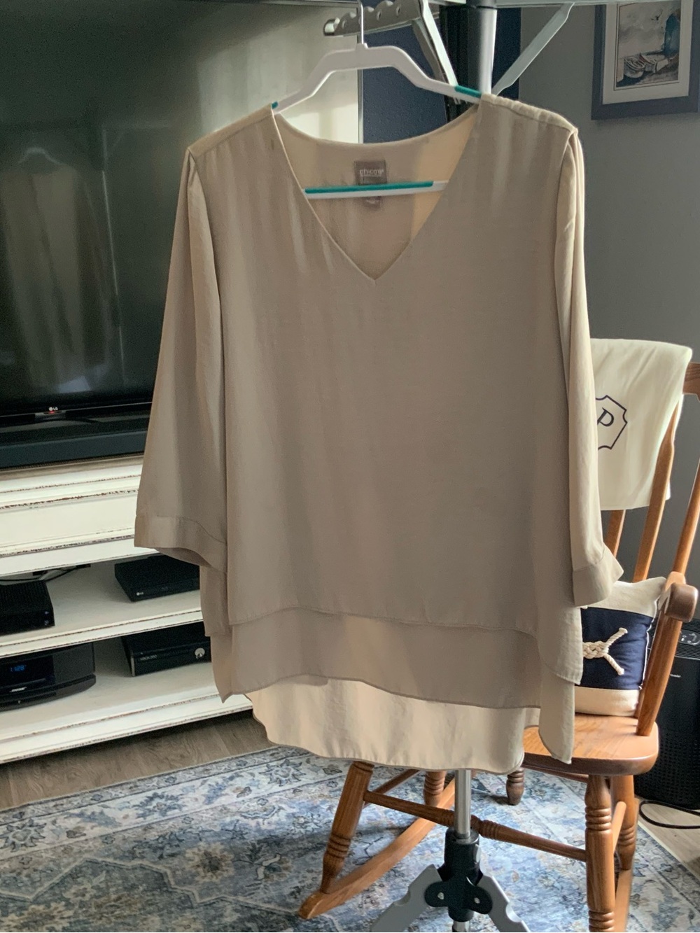 Chico's Beige Layered V-Neck Blouse